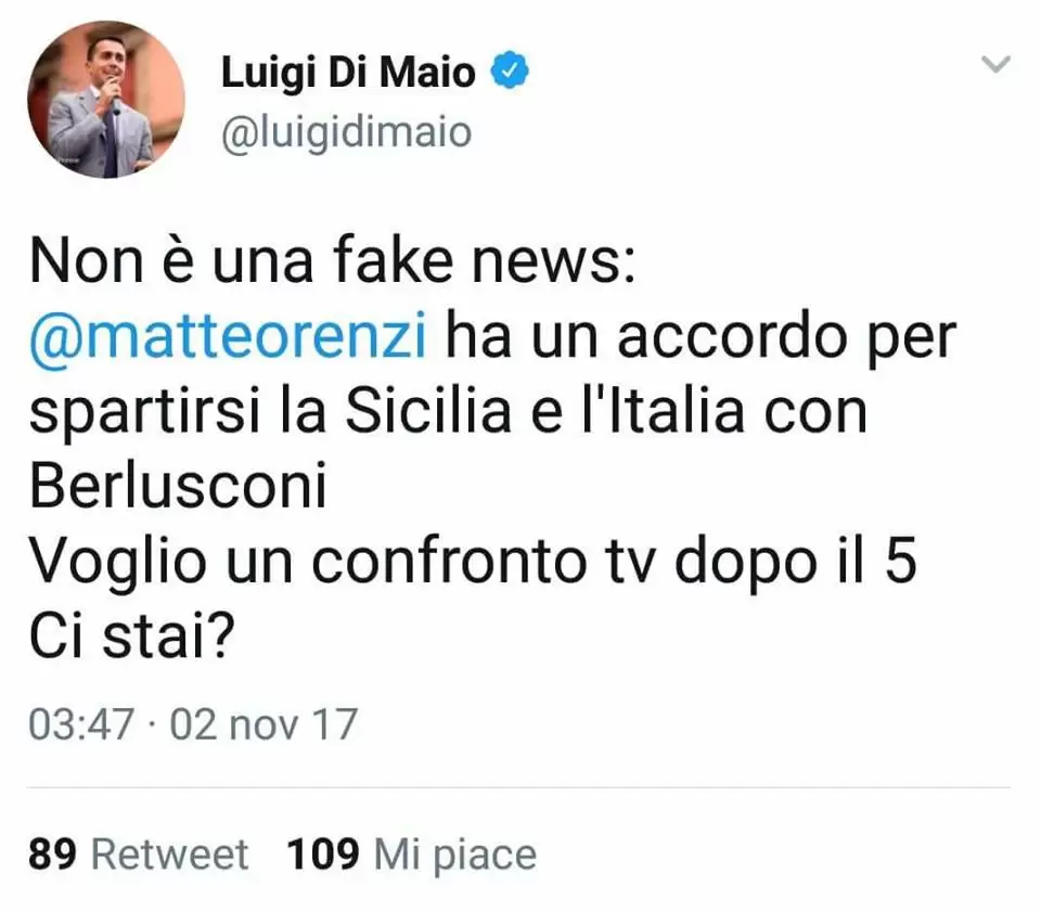 matteo renzi sfida confronto tv luigi di maio