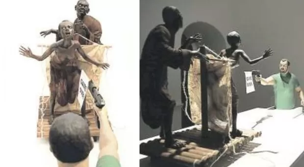 salvini-spara-immigrati-scultura-napoli