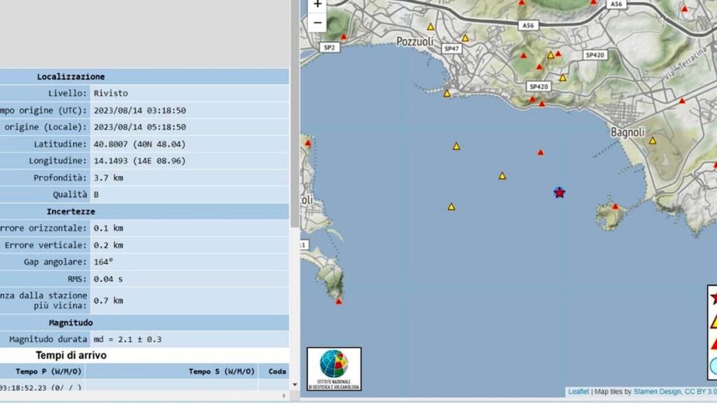 terremoto campi fregrei bagnoli oggi 14 agosto