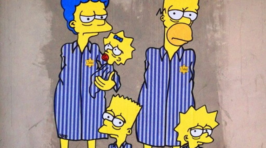 milano-frasi-naziste-murale-simpson-Auschwitz