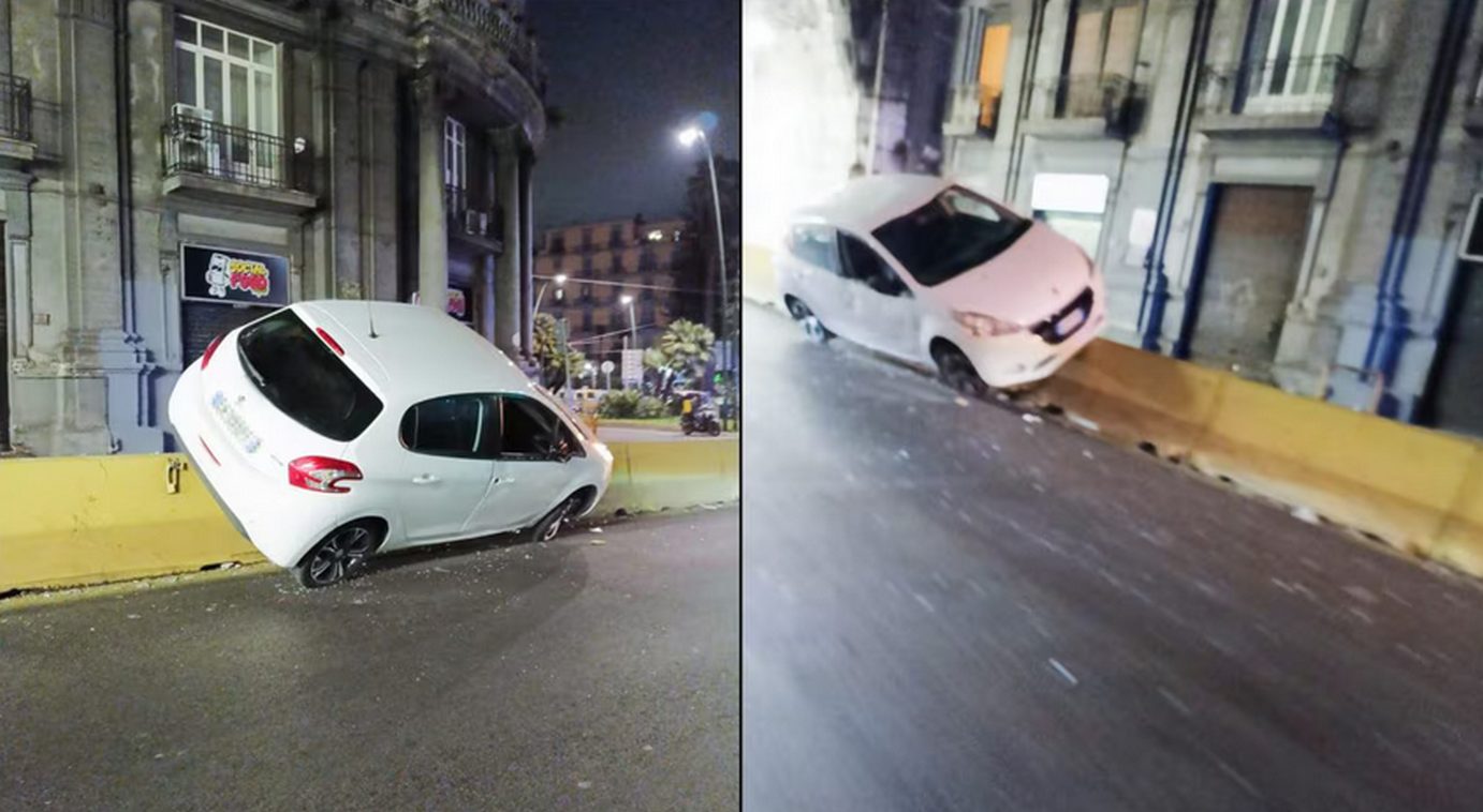 napoli auto guardrail galleria quattro giornate 5 marzo