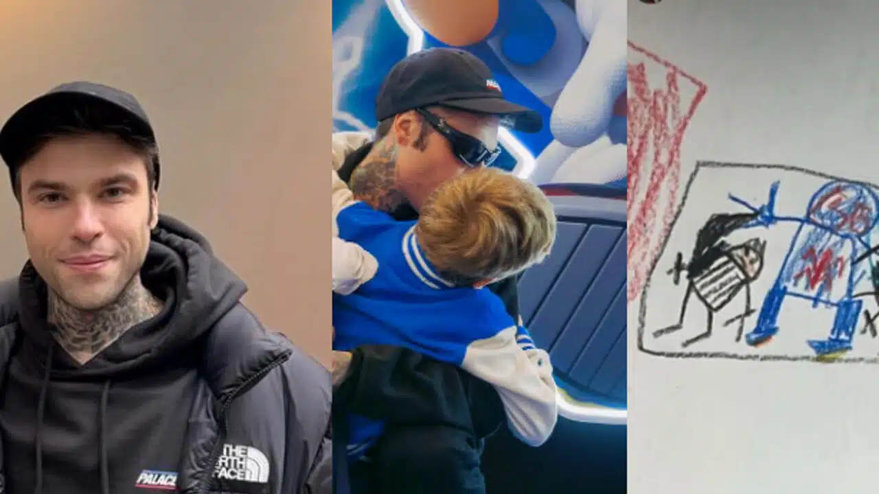 Fedez commosso disegni messaggio figlio