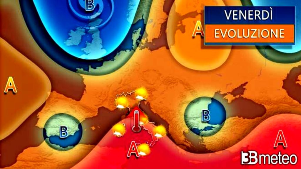 rinforzo anticiclone caldo previsioni giovedì 27 giugno