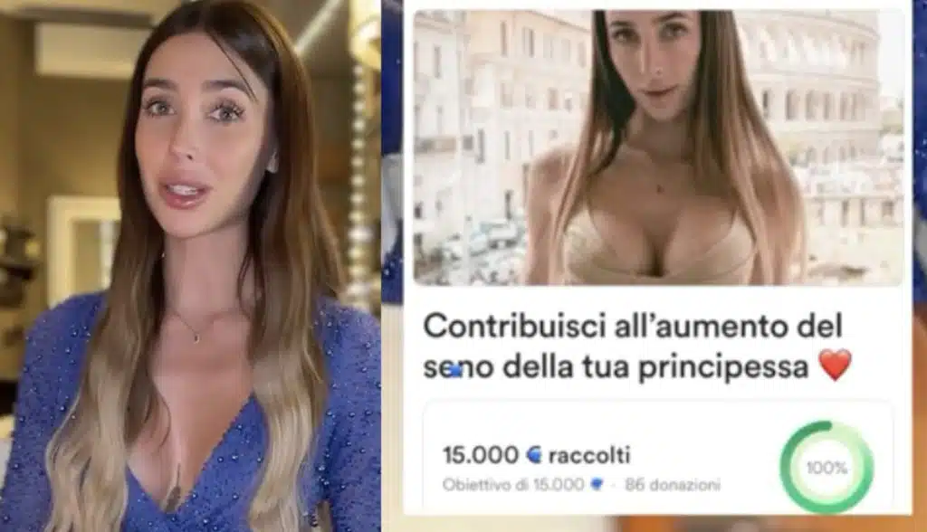 Michelle Comi raccoglie 15mila euro rifarsi seno raccolta bloccata
