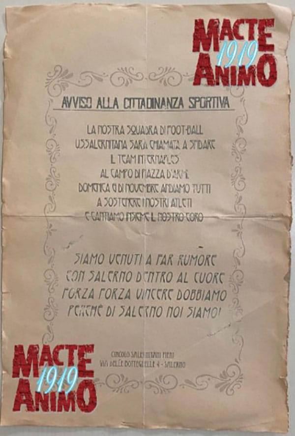 “Macte Animo 1919”, volantino storico