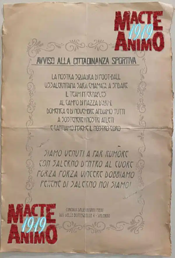 “Macte Animo 1919”, volantino storico