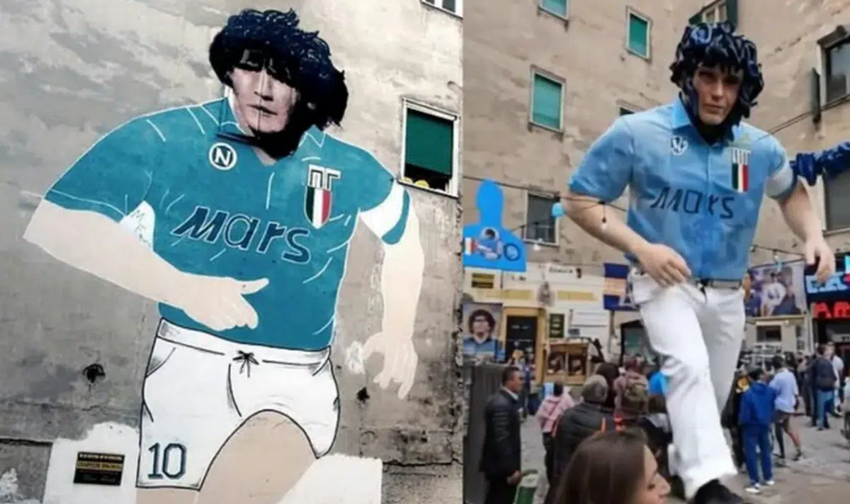 video murale diego maradona napoli intelligenza artificiale