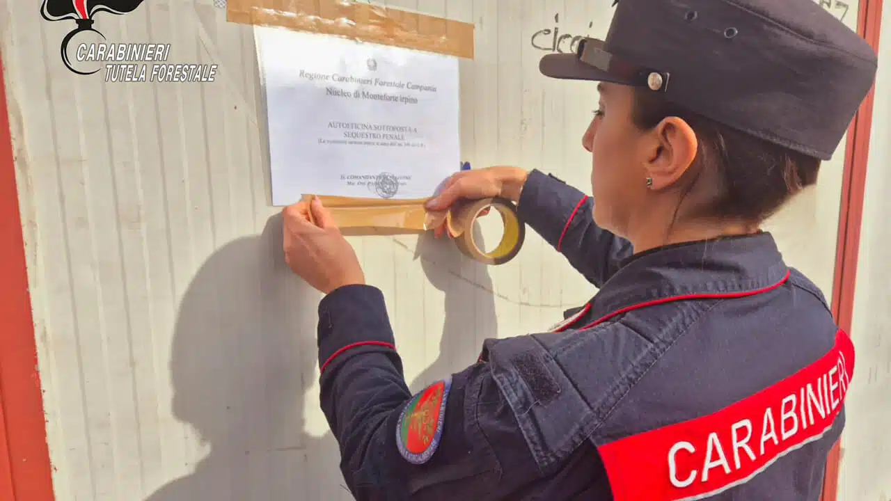 monteforte irpino officina abusiva sequestro denuncia