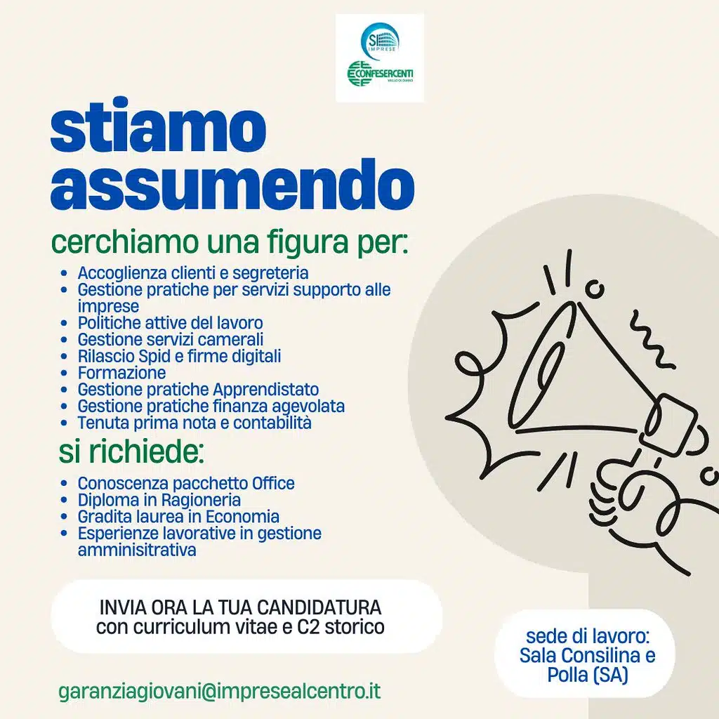 Confesercenti Vallo Diano cerca collaboratore