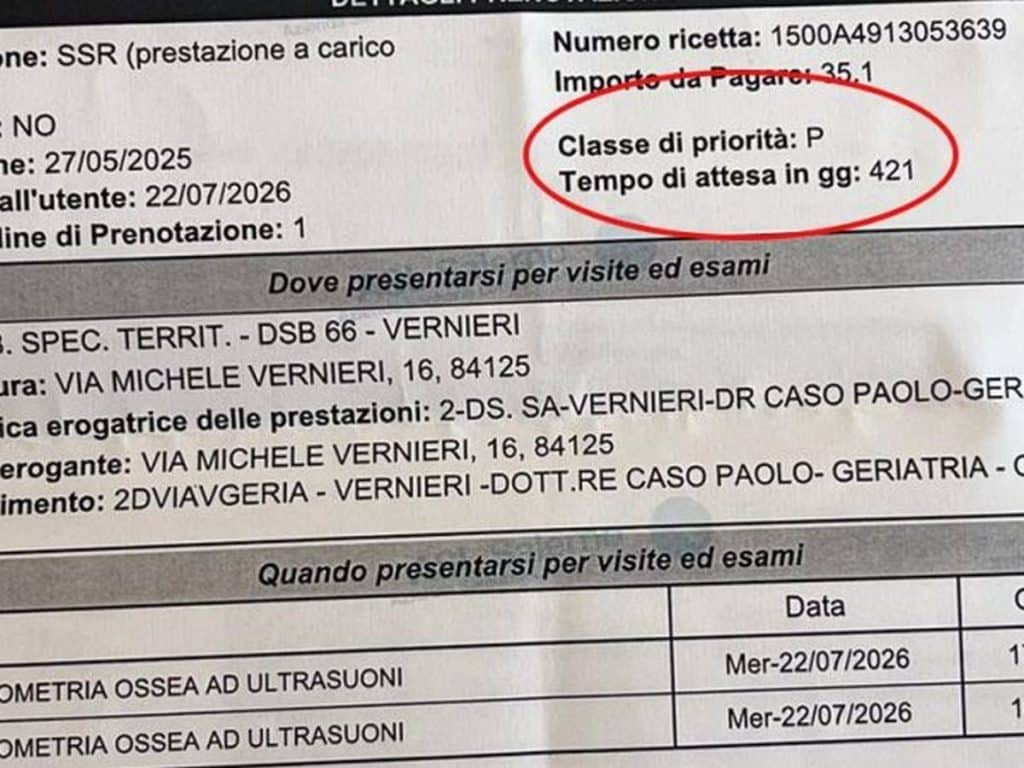 Visita medica tra 421 giorni: anziana di Eboli prenota oggi, appuntamento fissato per il 2026