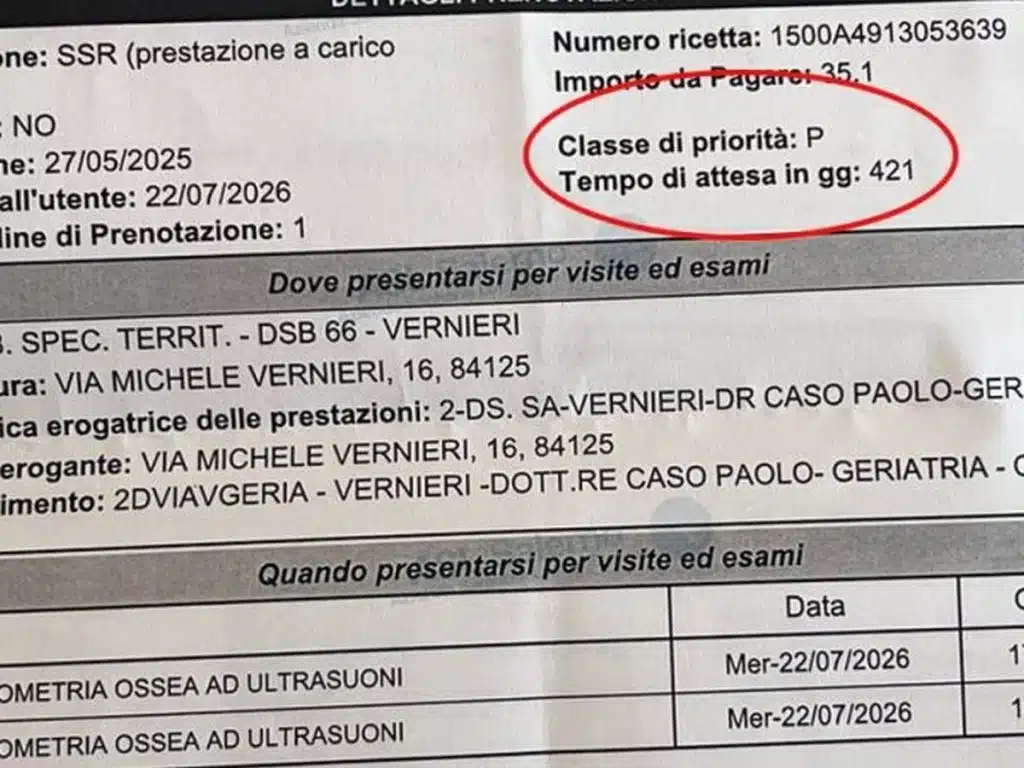 Visita medica tra 421 giorni: anziana di Eboli prenota oggi, appuntamento fissato per il 2026