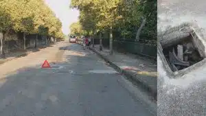 Salerno, cede tombino a Ogliara: pullman danneggiato e strada a rischio sicurezza