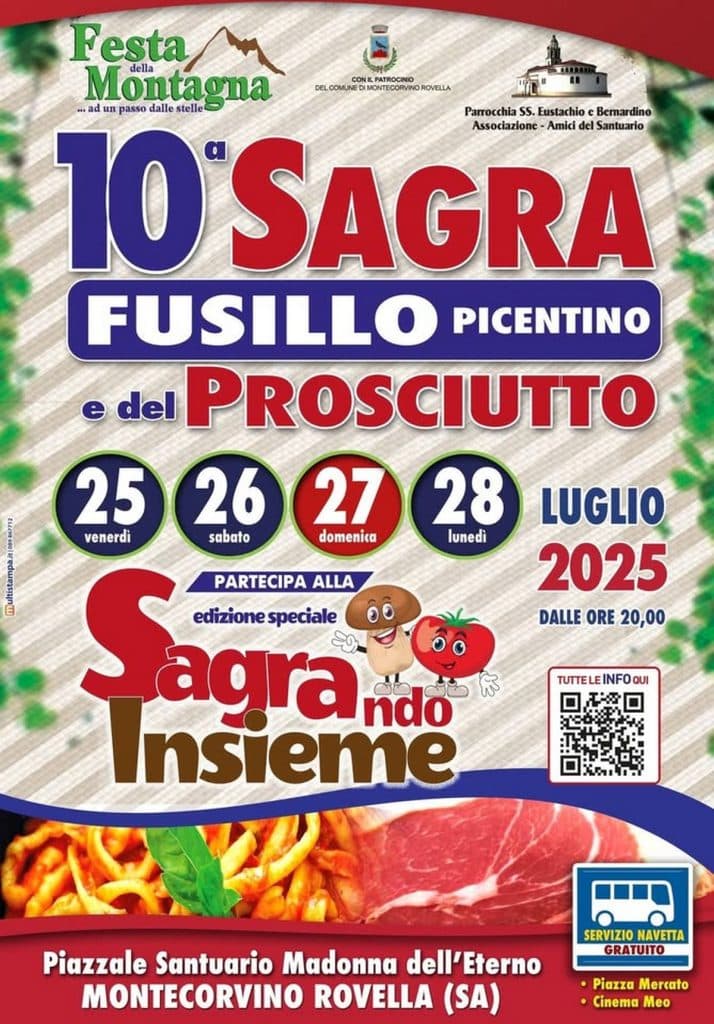 montecorvino rovella sagra fusillo picentino prosciutto 25-28 luglio