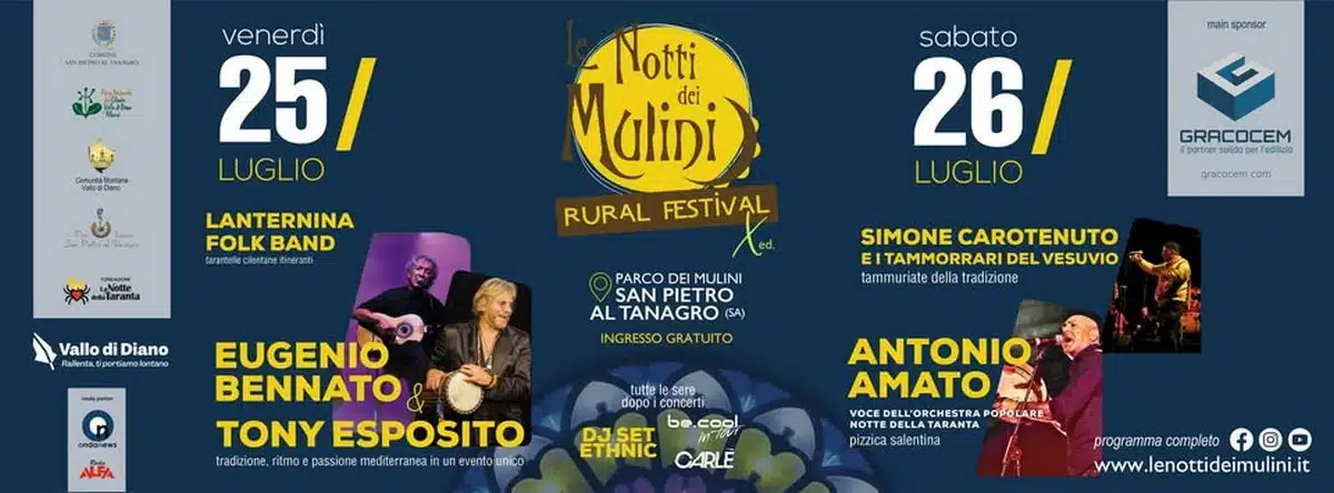 san pietro tanagro notte mulini 25-26 luglio 2025