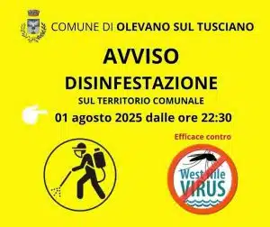 olevano sul tusciano disinfestazione west nile primo agosto