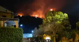 Incendio sul Monte Stella, notte di paura a Sant’Angelo di Ogliara: fiamme vicine alle case