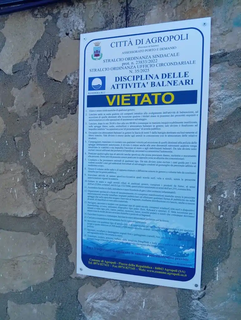 Agropoli divieto falò