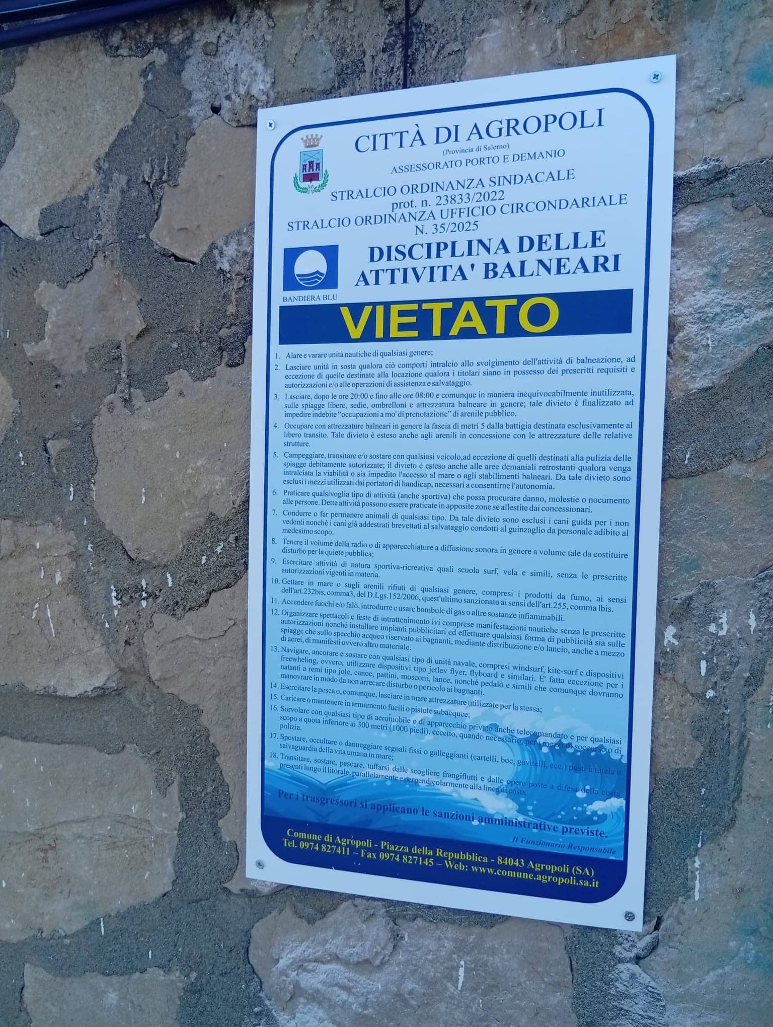 Agropoli divieto falò