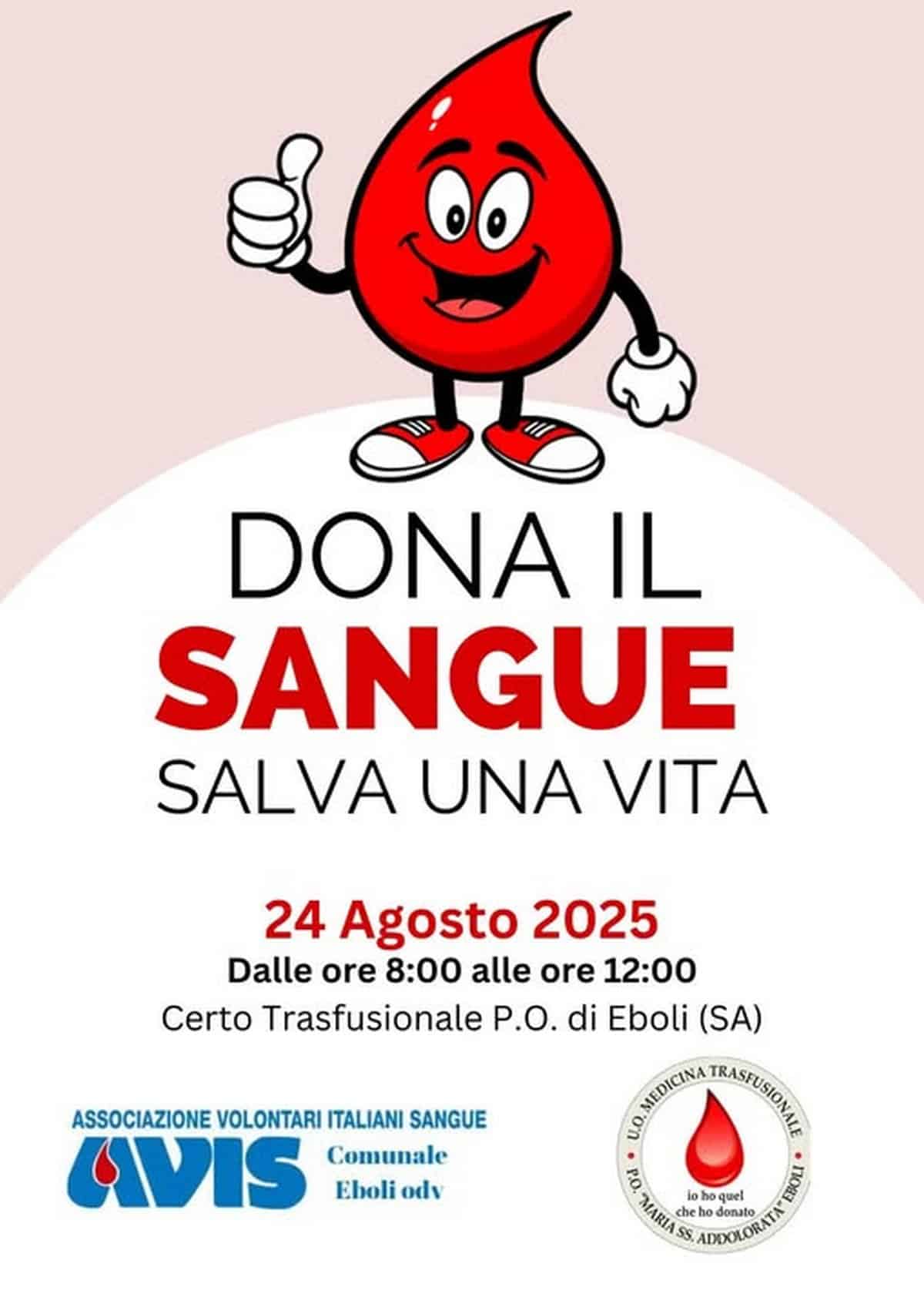 eboli raccolta sangue domenica 24 agosto