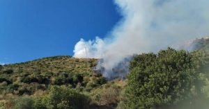 Incendio sulle colline del Montestella, paura a Salerno: intervento dei Vigili del Fuoco con elicottero
