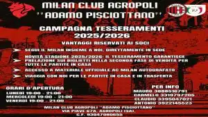agropoli iscrizioni milan club adamo pisciottano