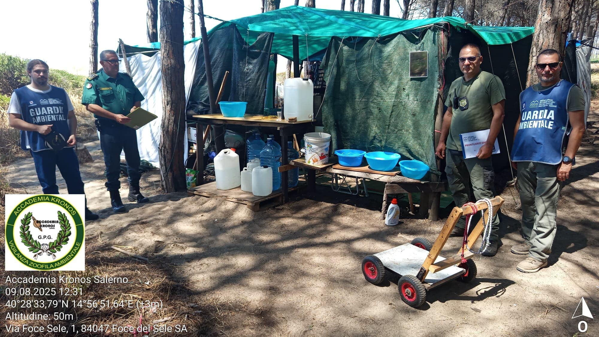 capaccio foce sele smantellato accampamento abusivo