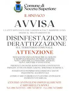 disinfestazione derattizzazione nocera superiore calendario interventi