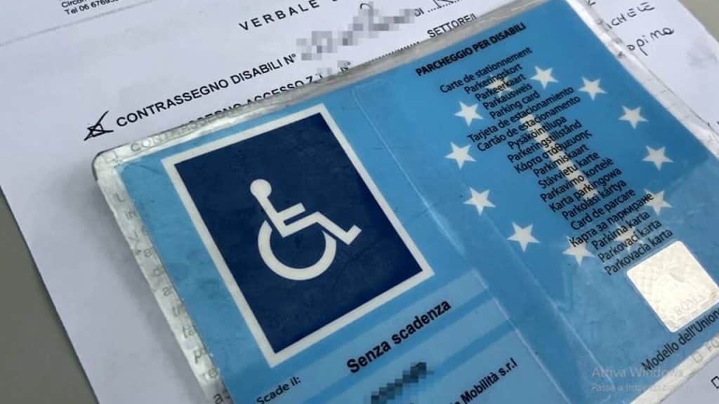cava multato permesso disabili 