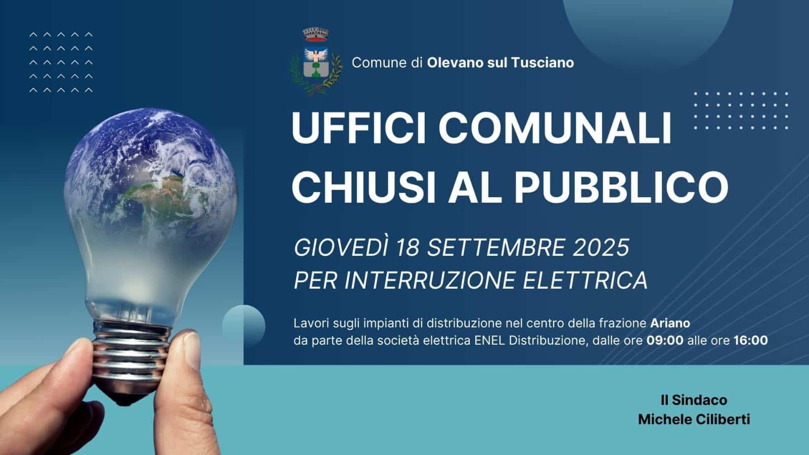 olevano sul tusciano chiusura uffici comunali