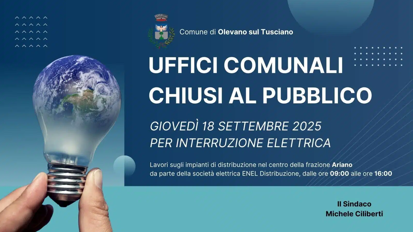 olevano sul tusciano chiusura uffici comunali