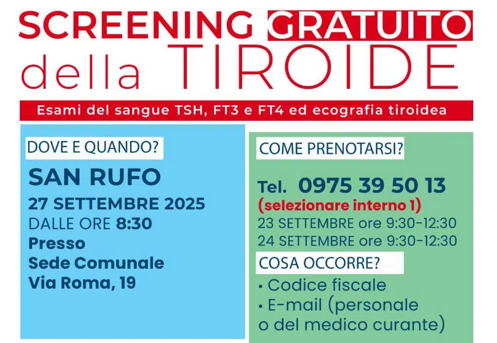 san rufo screening gratuito tiroide 27 settembre