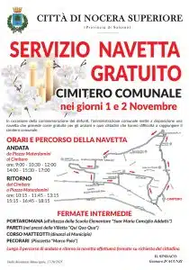 nocera superiore navetta gratuita cimitero 1-2 novembre
