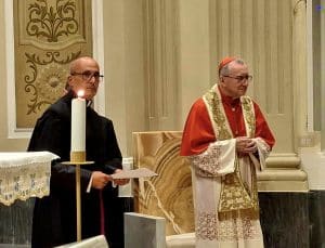 Parolin a Pontecagnano Faiano, benedetti i locali della futura biblioteca parrocchiale