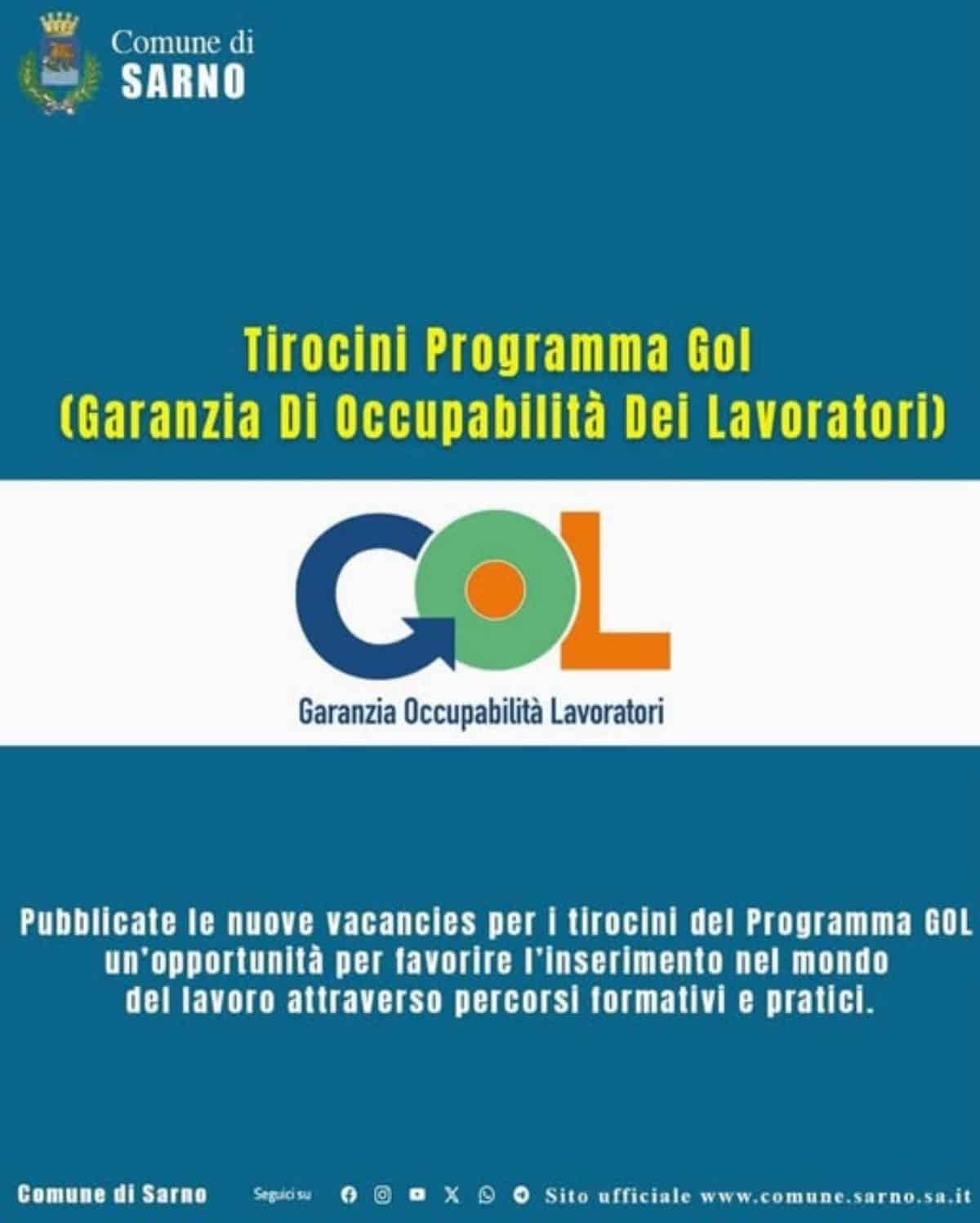 sarno programma gol aperte candidature tirocini