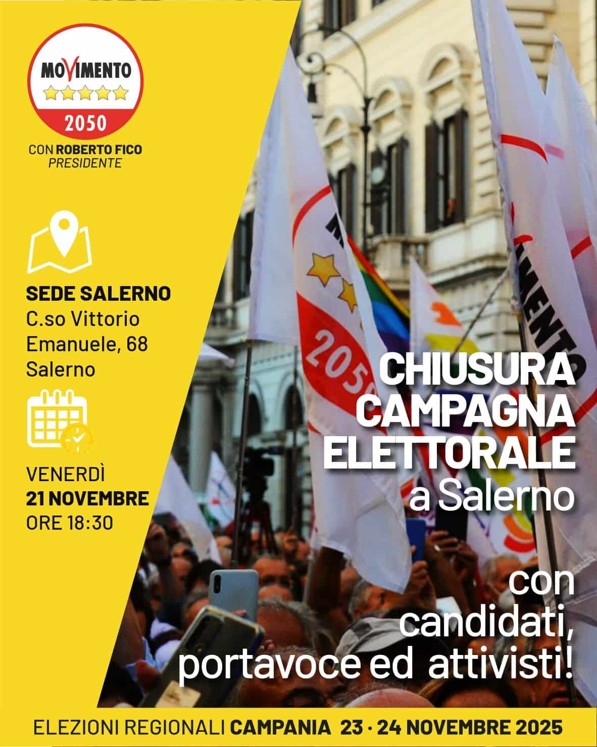 movimento 5 stelle campagna elettorale salerno evento finale