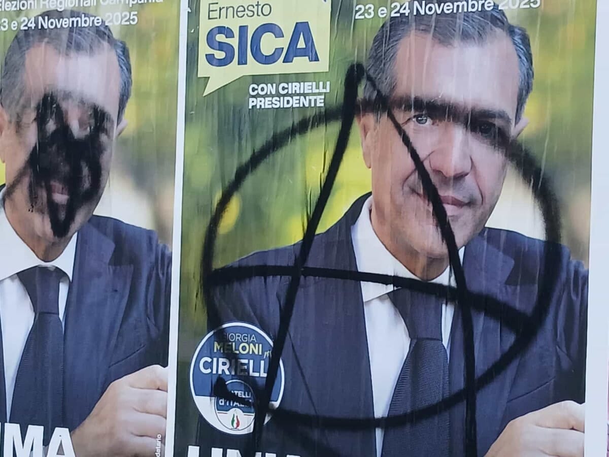 elezioni regionali ernesto sica pontecagnano manifesti vandalizzati