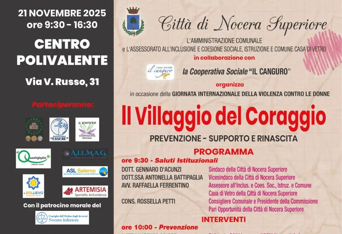villaggio coraggio nocera superiore inaugurazione 21 novembre