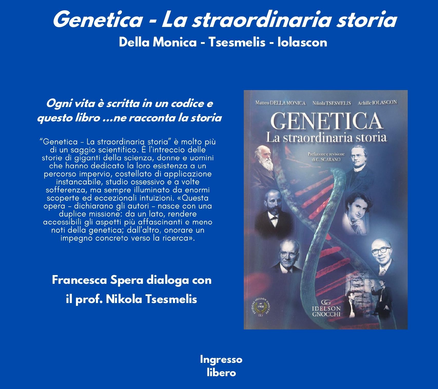 Eboli, presentazione del volume “Genetica – La straordinaria storia”: un viaggio nell’epopea del codice della vita